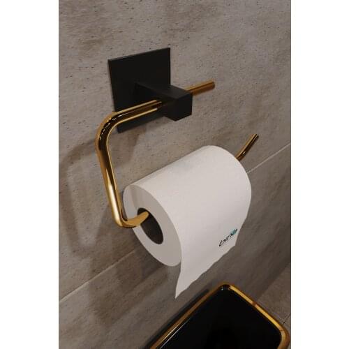 Bathroom stainless steel flat roll holder, toilet paper towel holder, paper towel rack, bathroom adhesive gold