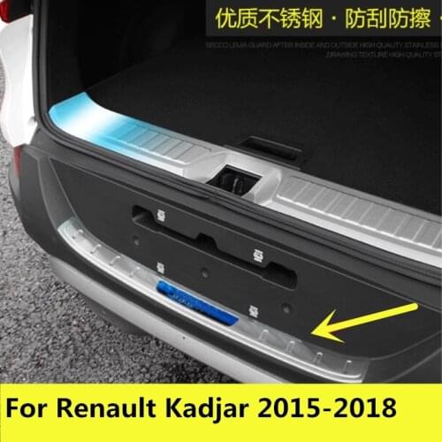 For Renault Kadjar 2015-2018 stainless steel Exterior Rear Trunk Bumper Scuff Plate Door Sill car styling Accessories 1pcs