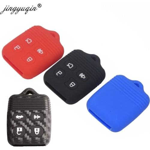 Jingyuqin 4 Buttons Remote Car Key Transit Keyless Silicone Cover fit for Refit Ford Lincoln Mercury Fob Case