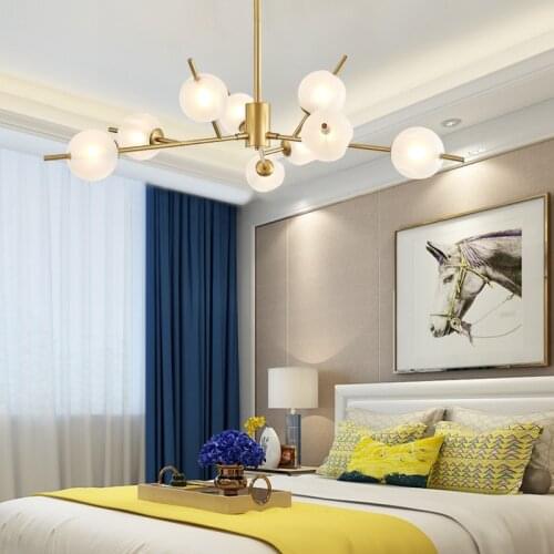 Loft Retro Industrial Wind Iron led G9 Chandelier Living Room Bedroom Creative Glass Ball Restaurant Magic Bean Hanging Lamp