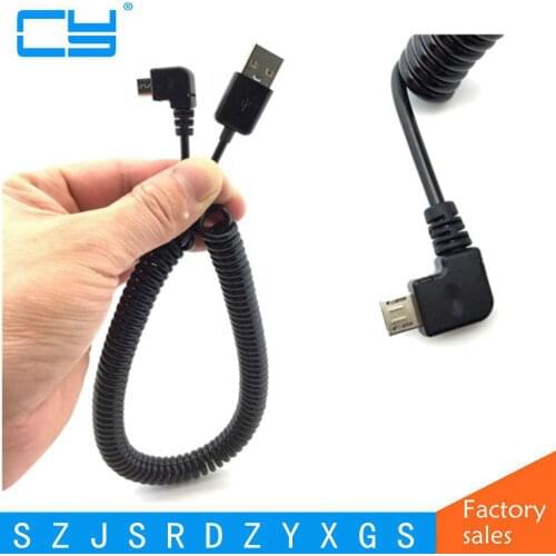 Micro USB 90 Degree Right Angle Elbow Andrews Mobile Phone Car Charging Line Spring Data Cable