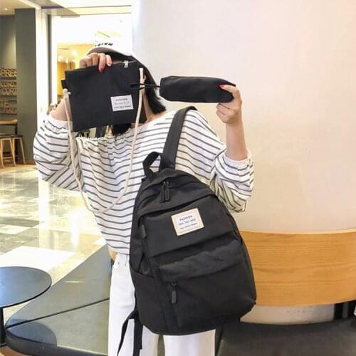 FUNMARDI 3Pcs/Set Fashion Backpack Women Waterproof Nylon Shoulder Bag Multi-pocket School Bags For Women Casual Travel Bag Lady