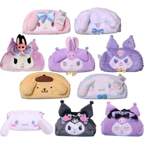 Cartoon Plush Kuromi Storage Bag Pen Bag Coin Purse Kawaii Soft Plushie Cosmetic Bag Kuromi Little Devil Girl Doll Toy Gift 12cm