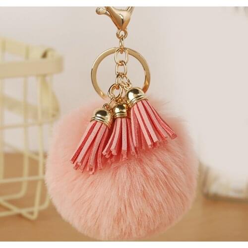 New Fashion Hairball Tassel Key Chain Women Girls Sweet Cute Pompom Key Ring Bag Car Hairy Pendant Christmas Gift Key Holder