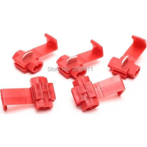 100PCS Wire Crimp Terminals Quick Splice Wiring Connector Cable Clamp red Lock Wire Electrical Cable Connector 22-18 AWG
