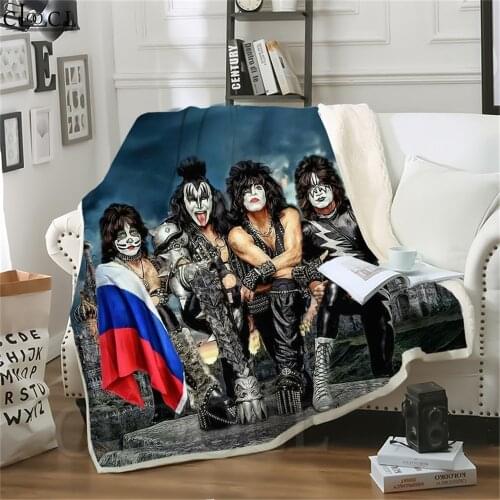 KISS Rock Band Blankets 3D Double Layer Blankets for Beds Adult Thick Quilt Bedding Cover Sofa Travel Party Throw Blanket