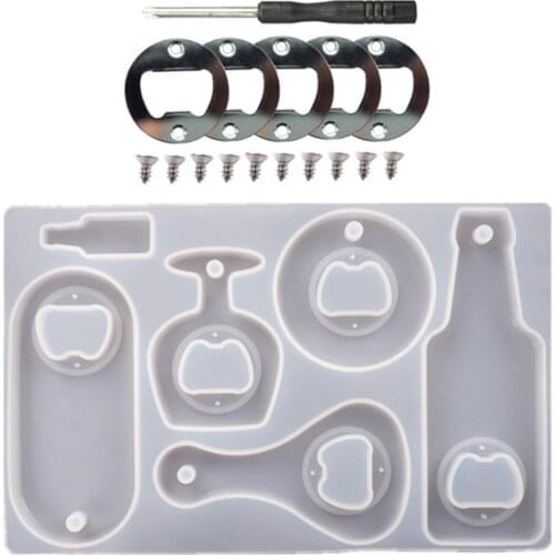 DIY Beer Bottle Opener Epoxy Crystal Resin Beer Spanner Silicone Mold Glue Mold Handmade Necklace Jewelry Craft Making Mould