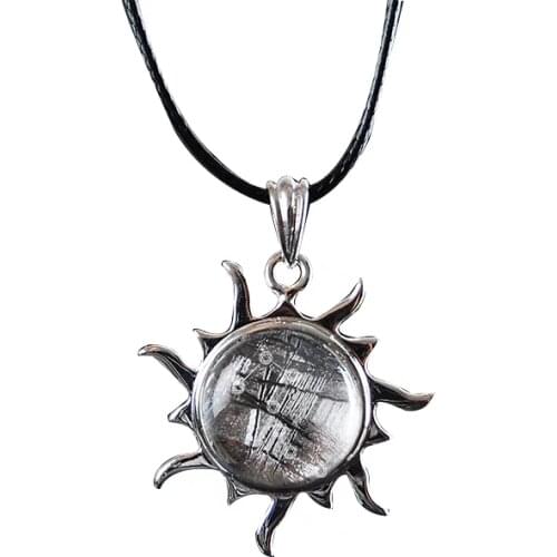 Genuine Natural Gibeon Meteorite Moldavite Sun Women Men Necklace Pendant 30x8mm Fashion Jewelry Powerful Gemstone Bead AAAAA