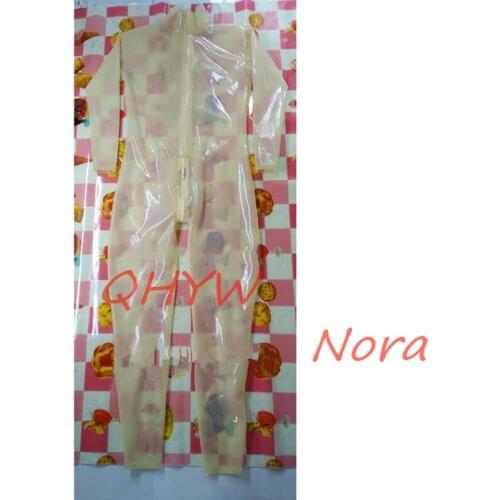 Handmade Transparent Latex Catsuit Men Rubber Bodysuits with Back Crotch Zipper Club Wear