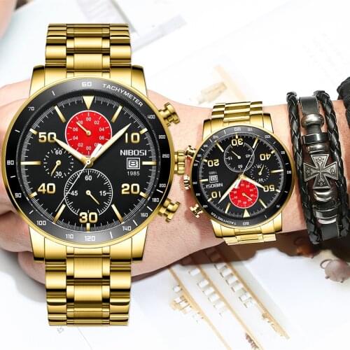 Luxury Men Watch Top Brand NIBOSI Fashion Business Wristwatch Water Resistant Auto Date Chronograph Watch Men Relogio Masculino