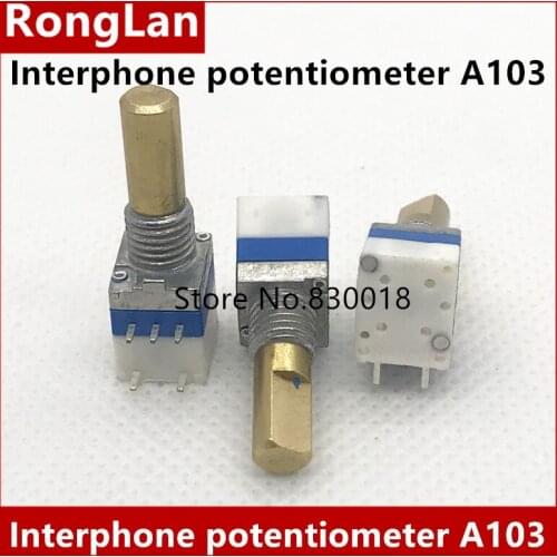 [ SA ]taiwan intercom volume precision potentiometer with switch shaft length 15MM A103 with stepper--10PCS/LOT