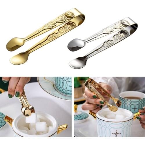 Stainless Steel Ice Tongs Gold Sugar Ice Cube Tongs Mini Clamp Kitchen Food Serving Tongs Clip Tea Party Bar Kitchen Accessories