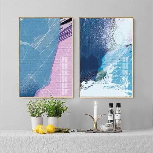 Nordic Abstract Pattern Blue Red Painted Wall Art Canvas Painting Poster Modern Print Picture Living Room Decoration Picture