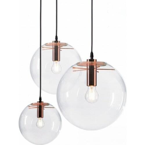 Morden Glass Round Pendant Lamp Simple Transparent Decorations for Home Living Room Pendant Bedroom Kitchen Light Pendant Lights