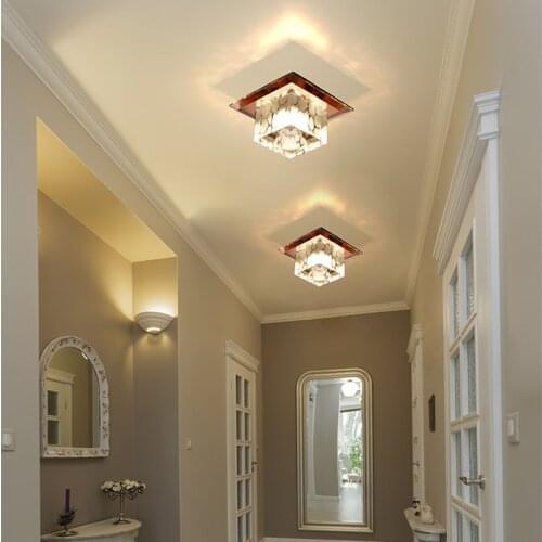 Modern Led Ceiling Light Crystal Square Surface Mounted Ceiling Lamp Home Living Room Loft Deco Plafonnier Simple Lamp Hallway