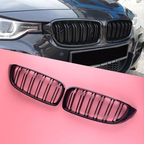 1Pair Front Bumper Kidney Grills Grille Twin Bar Dual Slat Gloss Black Fit For BMW 4 Series F32 F33 F36 M4 2016 2017 51137294814
