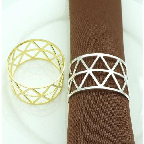 10PCS/Metal Creative Prismatic Napkin Ring Simple Style Napkin Ring Table Decoration Accessories Party Table Decoration
