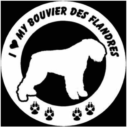 15CM*15CM I Love My Bouvier Des Flandres Dog Paw Vinyl Fashion Car Sticker Black/Silver C2-3233