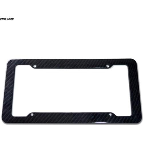 1X Black Carbon Fiber License Plate Frame Tag Cover Protection Rack Standard Fit