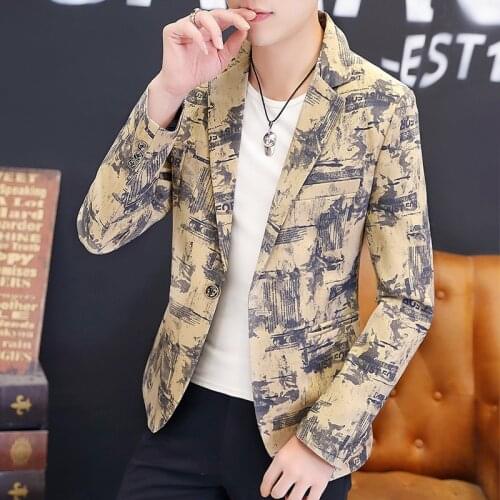 2021 Mens Casual Printed blazer Youth Slim Fit Fashion and Handsome blazer