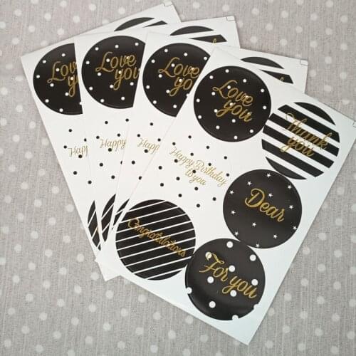 60pcs Thank you Happy Birthday For You Love Self Adhesive Kraft Seal Kraft Baking Seal Sticker Gift Package Label