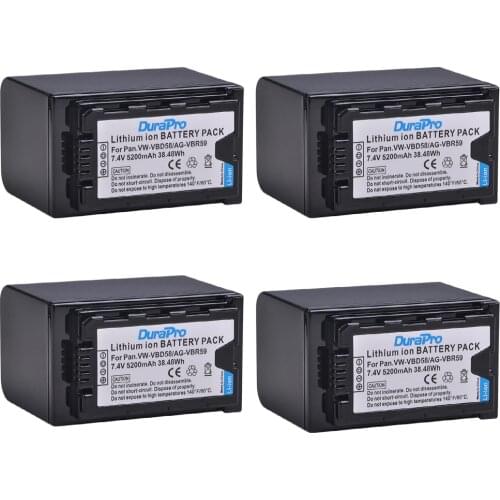 4Pc 5200mAH VW-VBD58 VBD29 VBD58 VBD78 AG-VBR59 Battery for Panasonic AJ-HPX260MC,HPX265MC,PX270,PX285MC,PX298,AG-FC100,HC-X1000