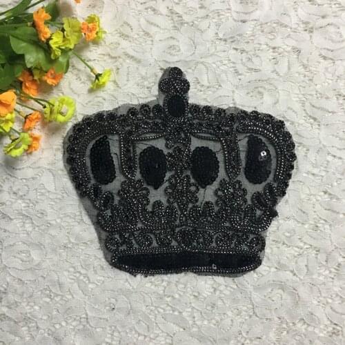 Clothing Accessories Crown Handed Beading & Embroidered Patches Crown Applique for T-shirt Jacket DIY Decoration