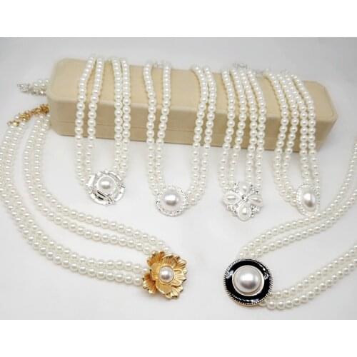 Vintage Green Imitation Pearls Choker Simple Short Fashion Double Strands Necklace for Women Girls Classic Bridal Jewelry Retro