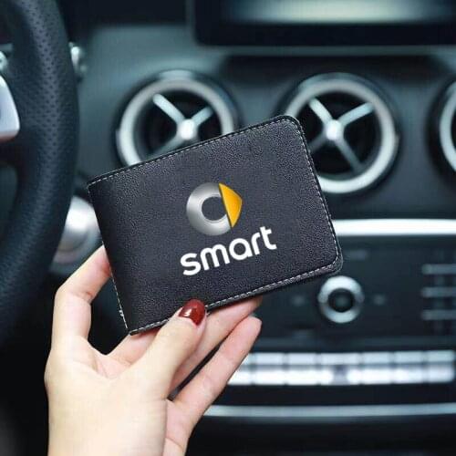 Pu Leather Credit Card Holder Slim Blocking Driver License Protection sets For Smart Fortwo Forfour 453 451 450 Auto Accessories