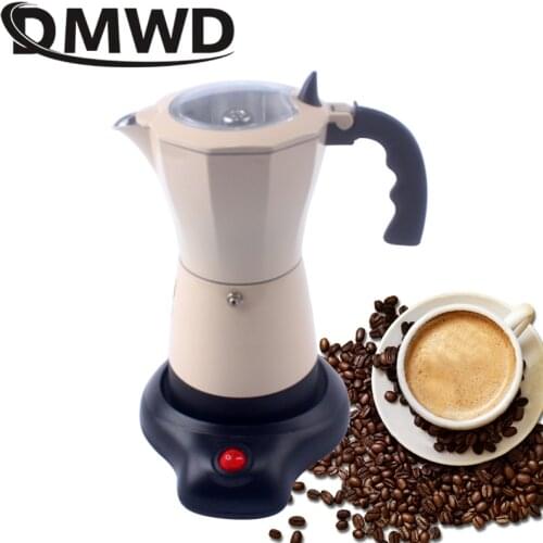 DMWD 300ml Espresso Italian Mocha Maker Aluminum Coffee Percolators Electric Moka Pot EU Plug Portable Electric Coffee Maker EU