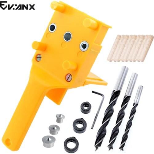 Dowel Jig 6 8 10mm Wood HSS Drill Bits Woodworking Jig ABS Plastic pocket hole jig Drill Guide Tool For Carpentry