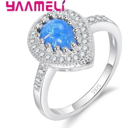 Elegant and Beautiful Mystery Style 925 Sterling Silver Drop Shape Sea Blue/Dark Green Embellishment White Crystal