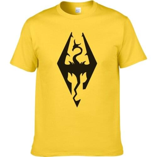 Fashion The Elder Scrolls Skyrim Logo T Shirt Men Tops Summer 100% Cotton Short Sleeves Tee Euro Size Xs~Xxxl Streetwear Tops