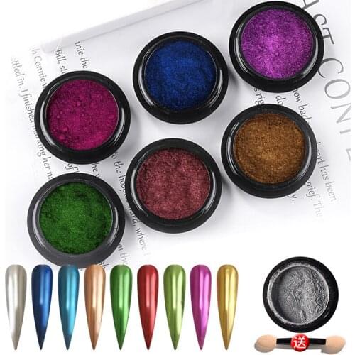 Holographic neon Magic Mirror Powder Chameleon Nail Glittering Powder Metallic Effect Colors Pigment Nail Art Dust Decorations