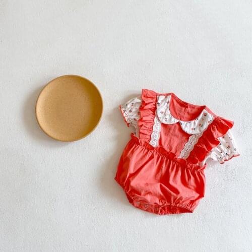 Baby Girls Romper Princess Summer 2021 Newborn Baby Clothes Girls Jumpsuit Toddler Girl Clothes Short Sleeve Floral Print Onesie