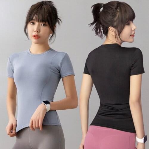 Two Piece Set Women Yoga Sportswear Womens Red Short Sleeve T-shirt Running Summer Conjuntos De Mujer Ensemble Femme