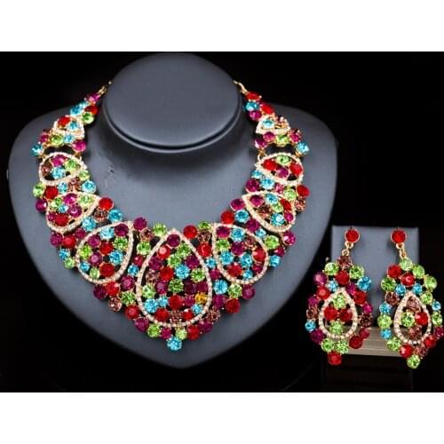 LAN PALACE new costume women jewelry set bridal jewelry sets engagement necklace and earrings for party free shipping