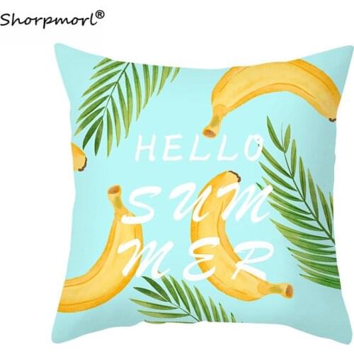 Summer Cartoon Fruits Square Pillow Case Home Decor Macaron Color Office Sofa Car Seat Cushion Covers 45x45cm BLUE