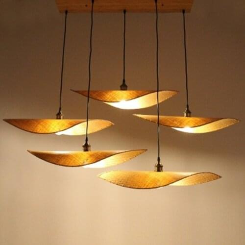 New Chinese style restaurant chandelier Zen tea room characteristic bamboo woven lamp homestay atmosphere hand-woven bamboo lamp