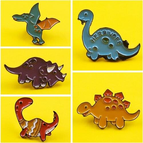 Cute DinosaurBadges Enamel Pin Cartoon Custom Funny Animal Brooches Bag Lapel Pin Badge Plant Jewelry Gift for Kids