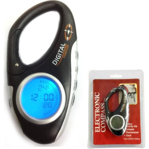 Multifunction Digital LCD Clips Compass Altimeter with Clock Thermometer Weather Monitor Back Light For Outdoor Climbing Camping
