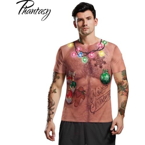 Phantasy 2020 New Christmas Fashion New Year Men Loose Tshirts Sexy Christmas 3D Print Christmas Gifts