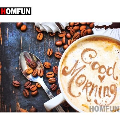 HOMFUN Square/Round Drill 5D DIY Diamond Painting "Coffee text landscape" Embroidery Cross Stitch Full Rhinestone Decor A27217