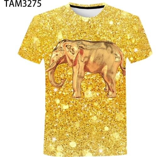 2021 Summer New Mens Short Sleeve T-Shirt Elephant 3D Printing Boys Girls Young Students Childrens Harajuku Cute Top