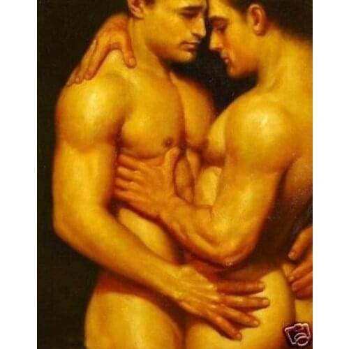 NUDE NAKED MAN Gay Male Art oil Painting 24x36" Guaranteed
