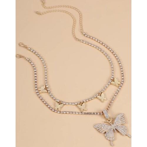 Butterfly necklace female double collarbone chain hip-hop personality simple temperament web celebrity choker son small women