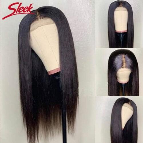 Sleek Peruvian Straight 4x4 Lace Human Hair Wigs 10-26 Inch Natural Remy Long Wigs 180% Density Pre Plucked With Baby Hair