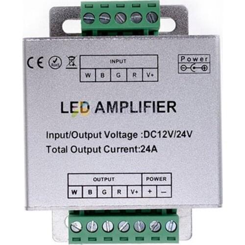 LED RGBW Amplifier DC12/ 24V 24A 4 Channel Output RGBW LED Strip Power Repeater Console Controller