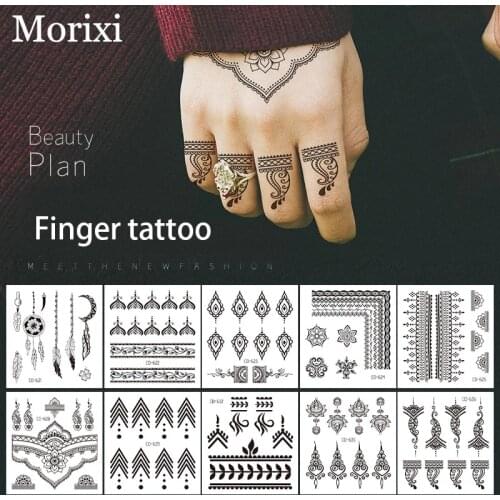 Finger tattoo small size necklace flower wave liners geometric printing water transfer slider temporary tattoo sticker RA054