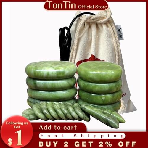 Tontin Jade glaze hot stone massage Set massager back massageador Health Care stones for massage spine basalt lava stone spa